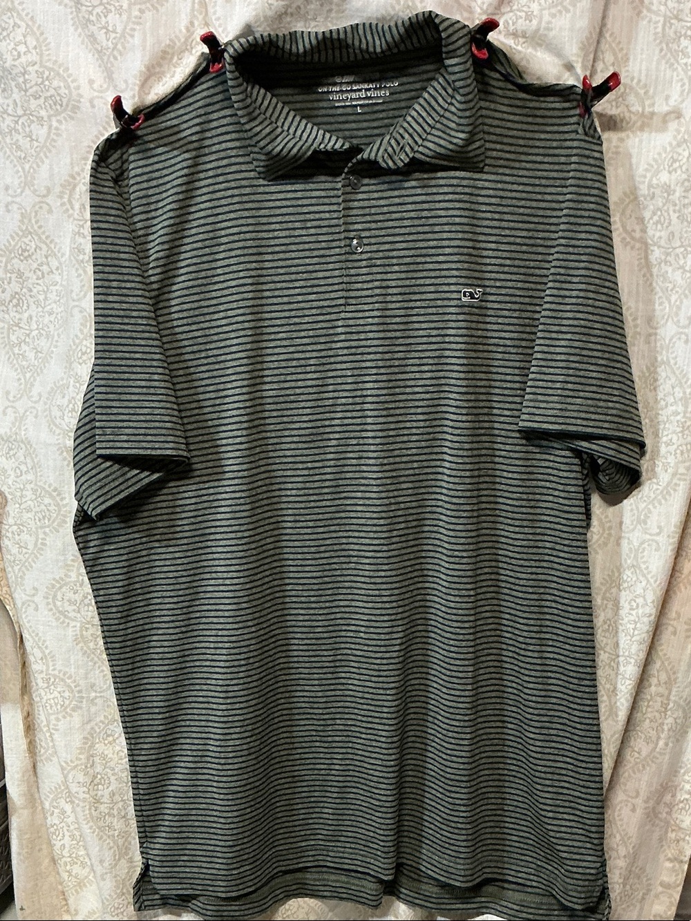 Vineyard Vines Men's Black & Gray Thin-Striped Polo
